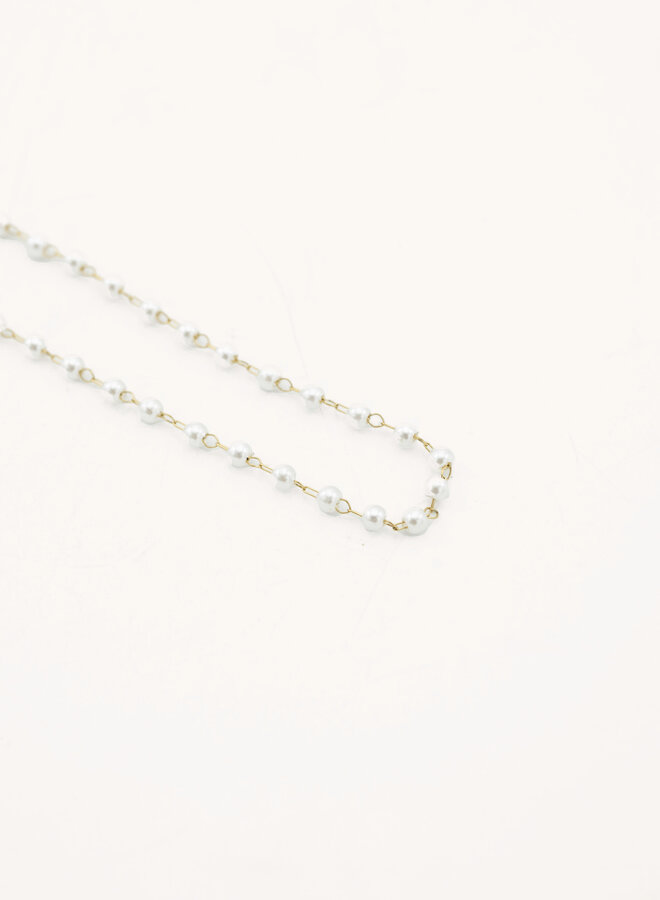 Ketting white dots goud