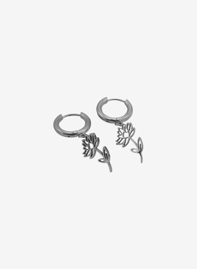 Oorbellen geboortebloem waterlelie juli zilver