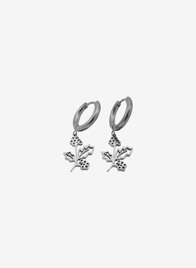 Oorbellen geboortebloem hulst december zilver