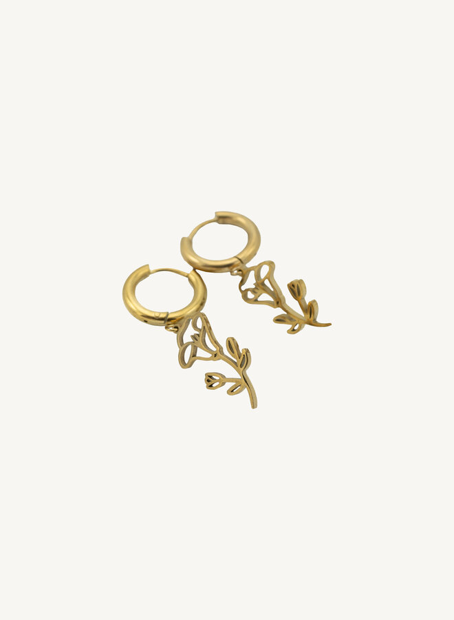 Oorbellen geboortebloem blauwe winde september goud