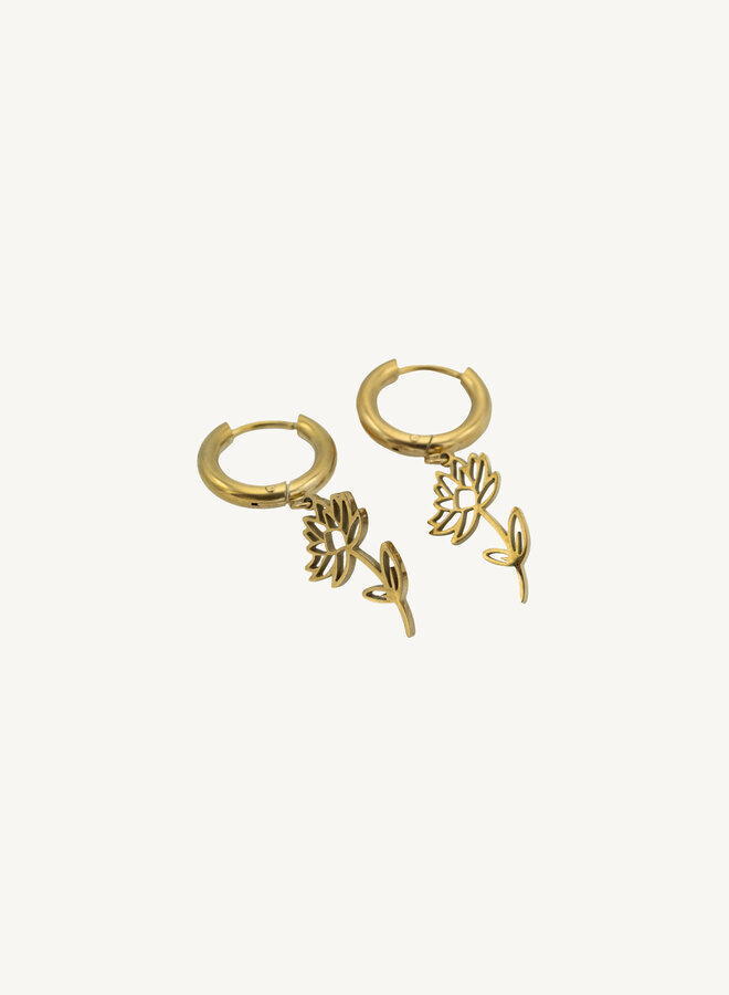 Oorbellen geboortebloem waterlelie juli goud