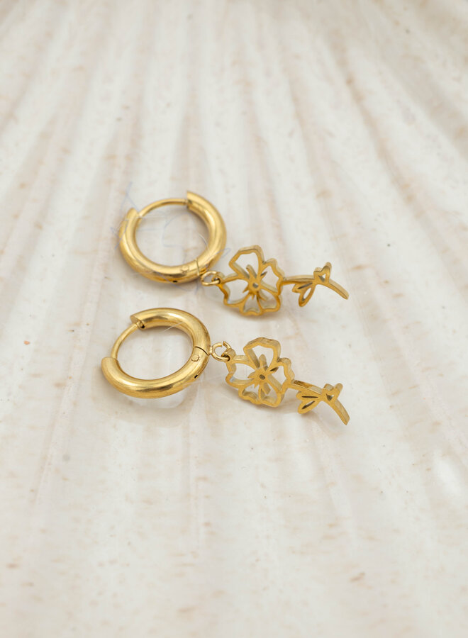 Oorbellen geboortebloem klaproos augustus goud