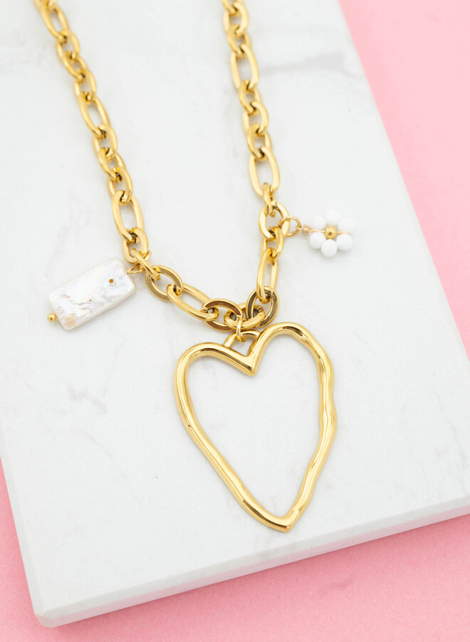 Bedel ketting big big heart goud