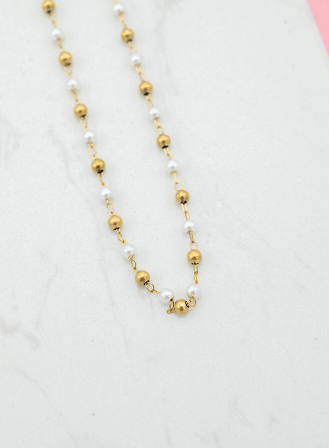 Ketting white and gold goud