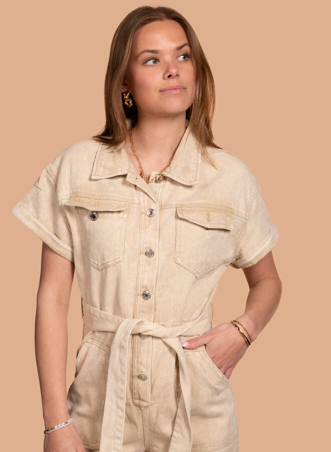 Jumpsuit jeans met knopen beige Lola