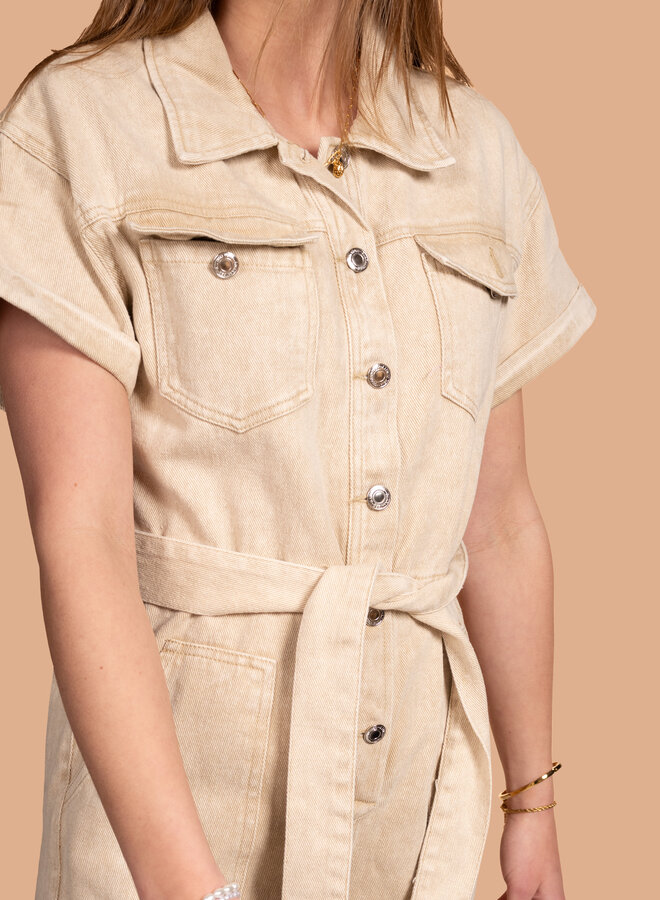 Jumpsuit jeans met knopen beige Lola