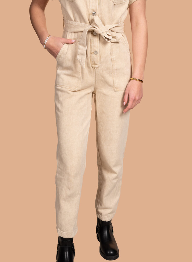 Jumpsuit jeans met knopen beige Lola