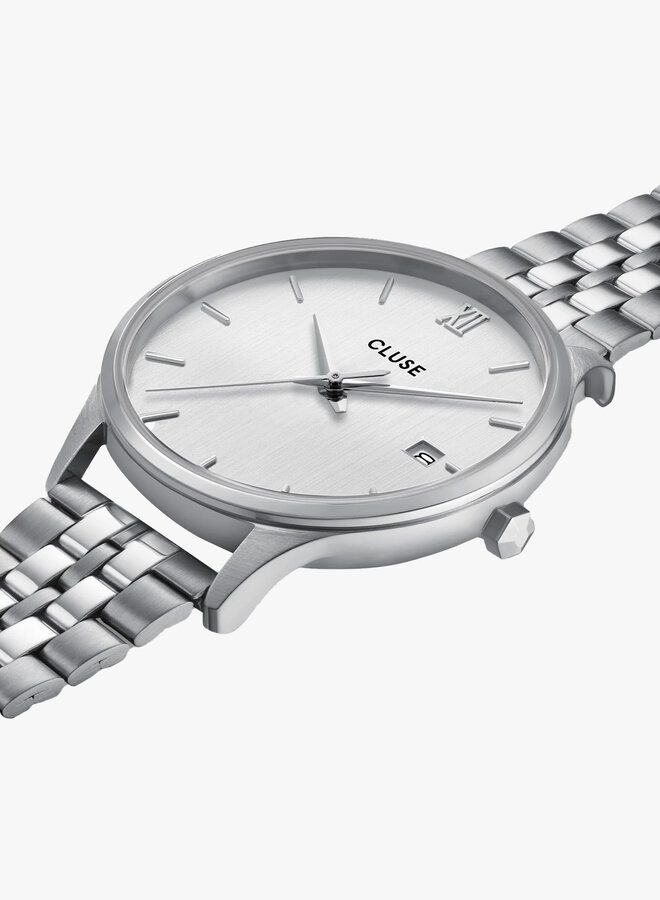 Cluse Minuit Date horloge zilver
