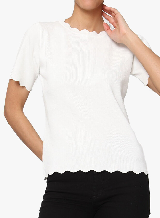 Top met zigzag details wit