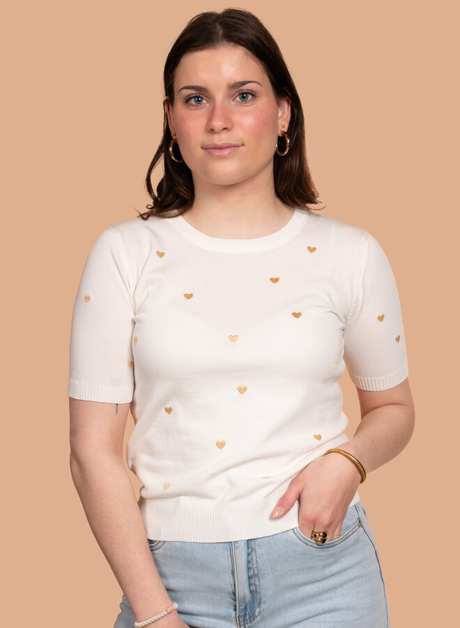 Top met hartjes goud