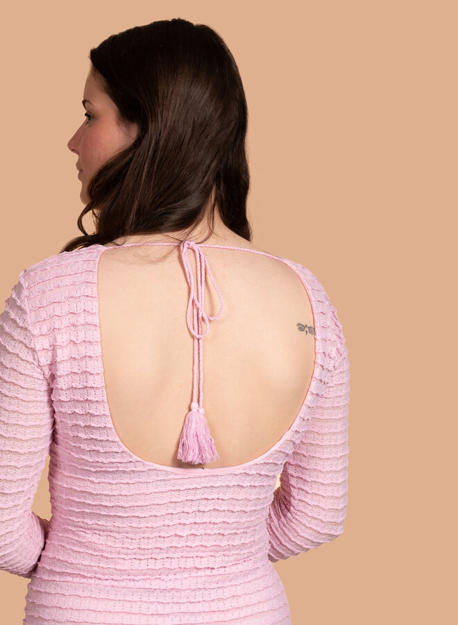 Gevoerde zomerse ruffle jurk roze