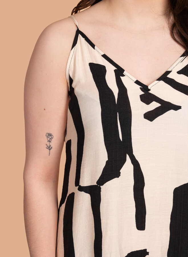 Viscose maxi jurk print zwart