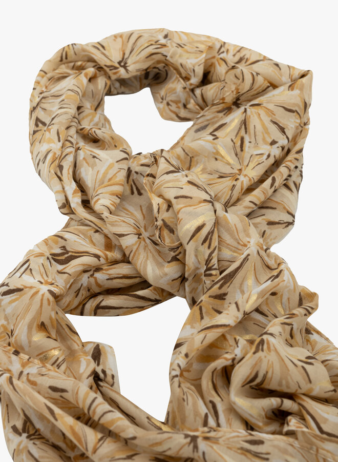 Zomer sjaal bruine print met goud