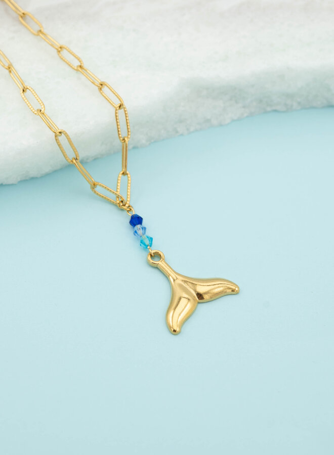 Bedel ketting blue mermaid goud