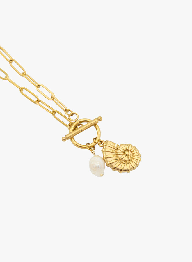 Bedel ketting shell and shine goud