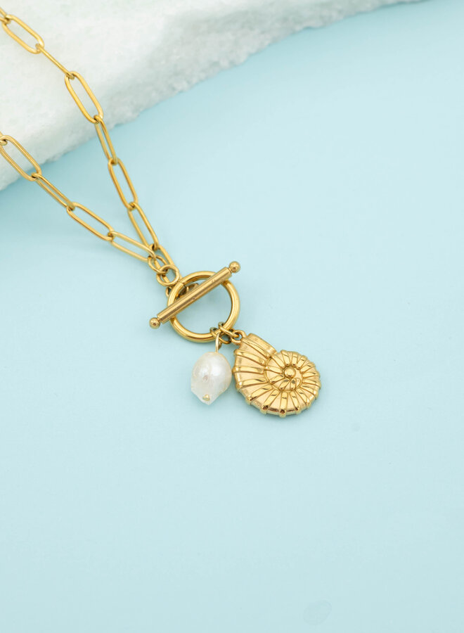 Bedel ketting shell and shine goud