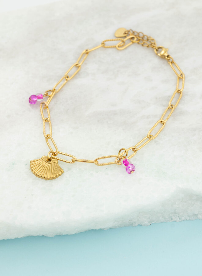 Bedel enkelband pink tide  goud