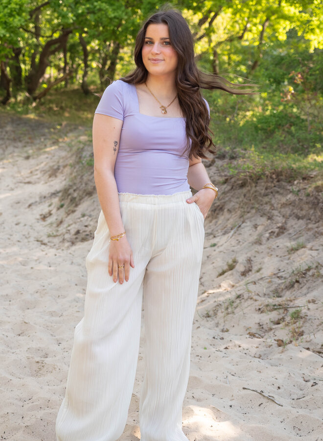 Geplooide broek summer beige