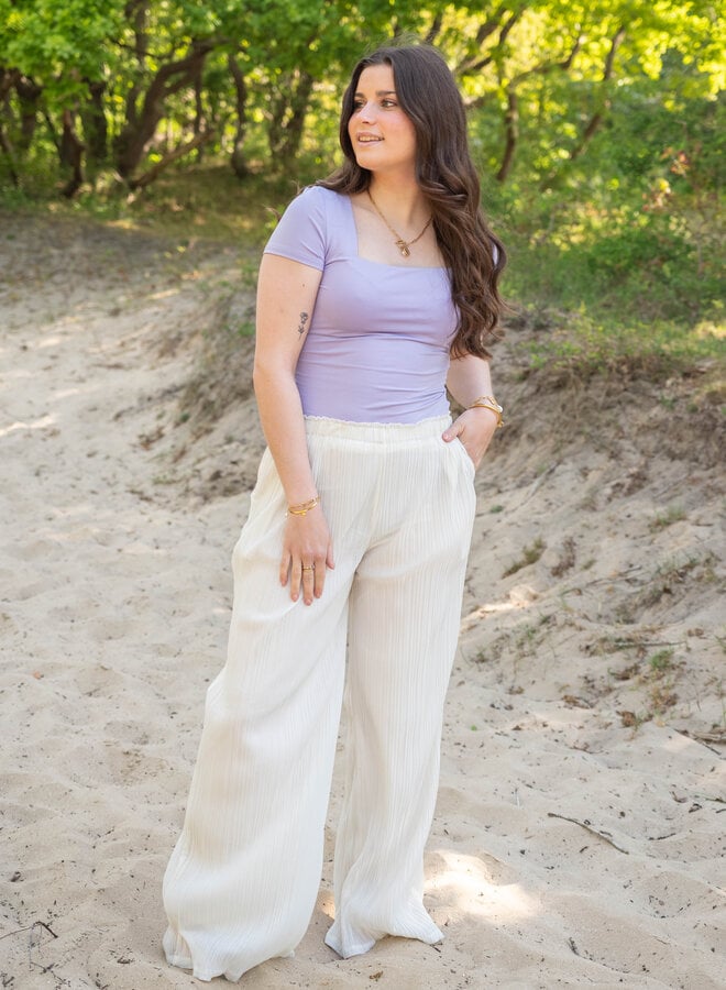 Geplooide broek summer beige