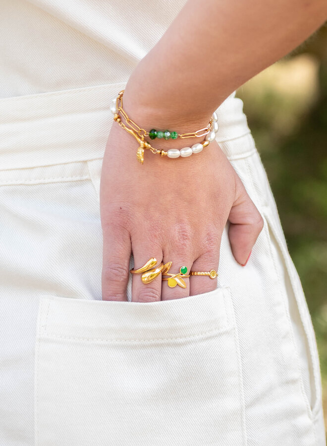 Ring verstelbaar bolletjes goud
