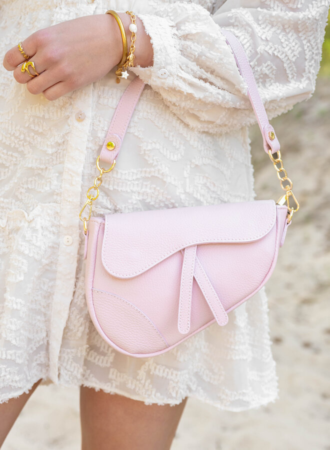 Leren saddle tas Gigi roze