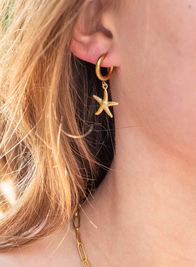 Bedel oorbellen starfish goud