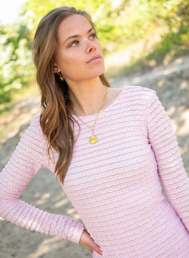 Gevoerde zomerse ruffle jurk roze