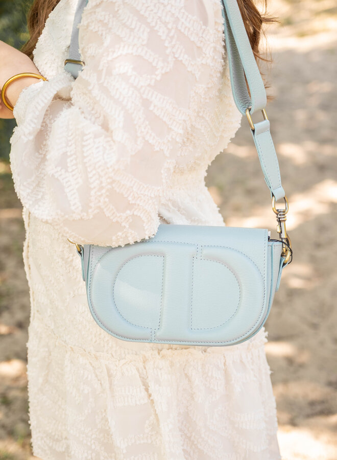 Leren schoudertas Dior dupe jeansblauw