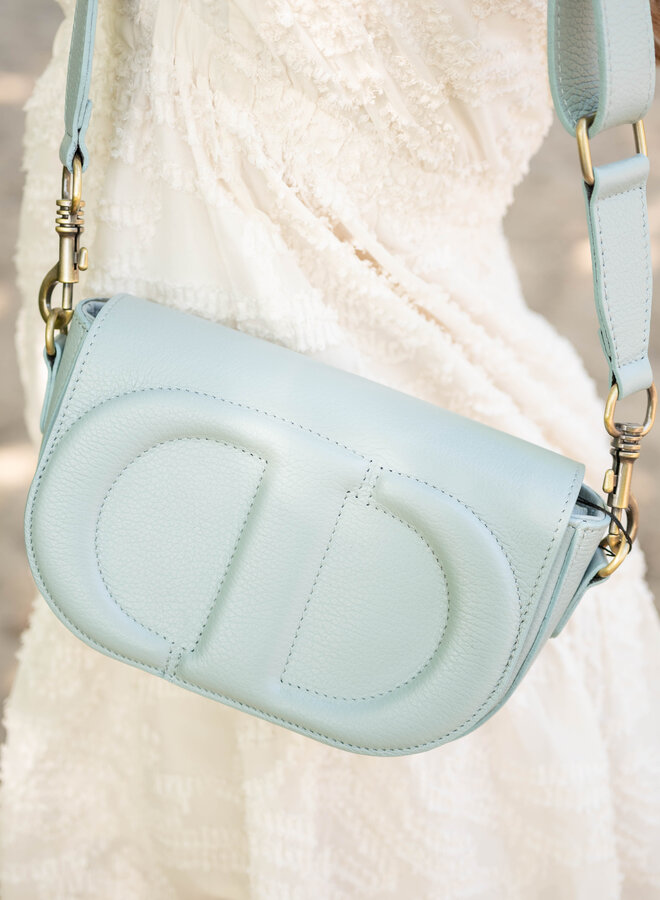 Leren schoudertas Dior dupe jeansblauw