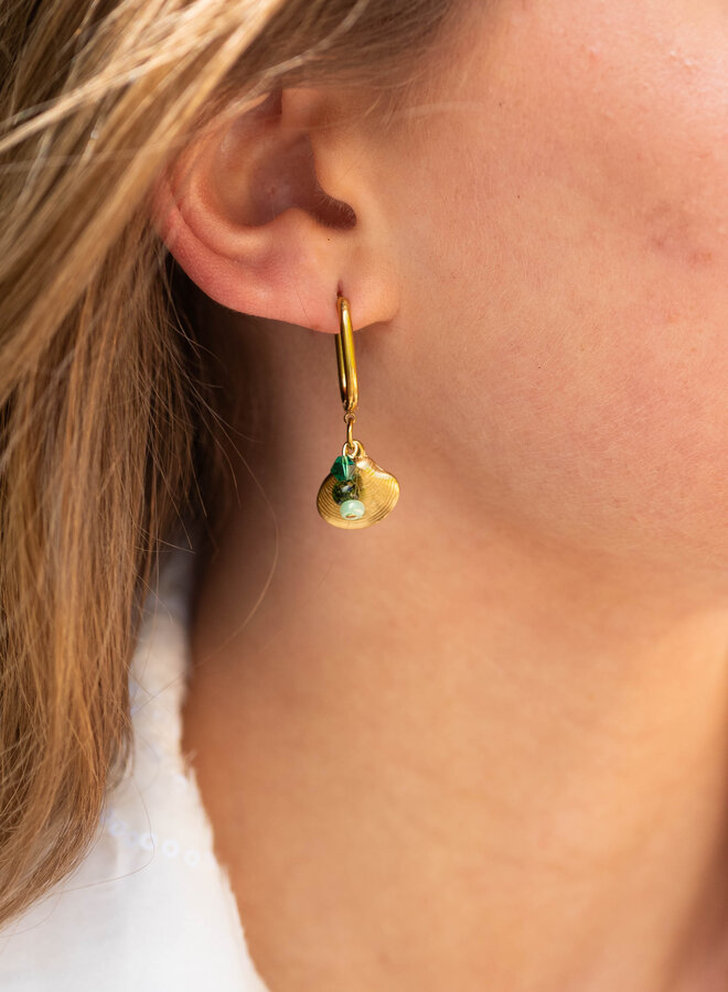 Bedel oorbellen schelp goud