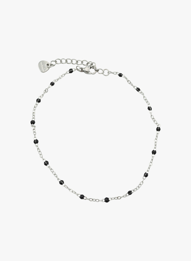 Bedel enkelband black dots zilver