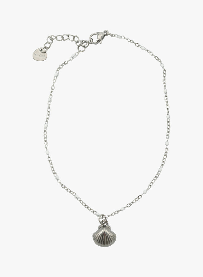 Bedel enkelband white dots zilver