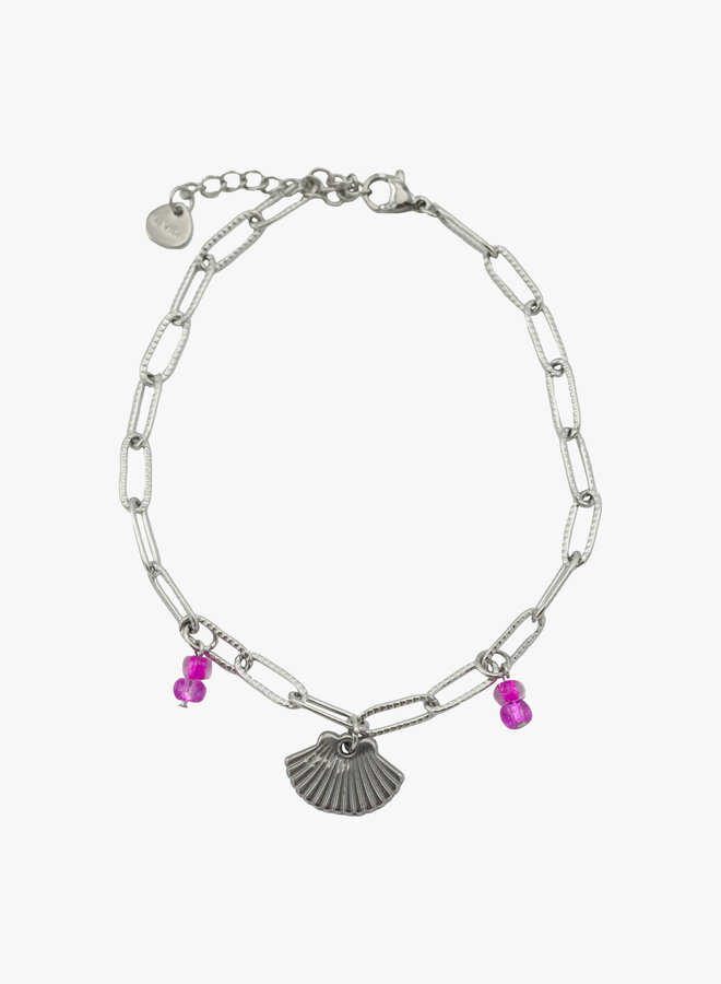 Bedel enkelband pink tide  zilver