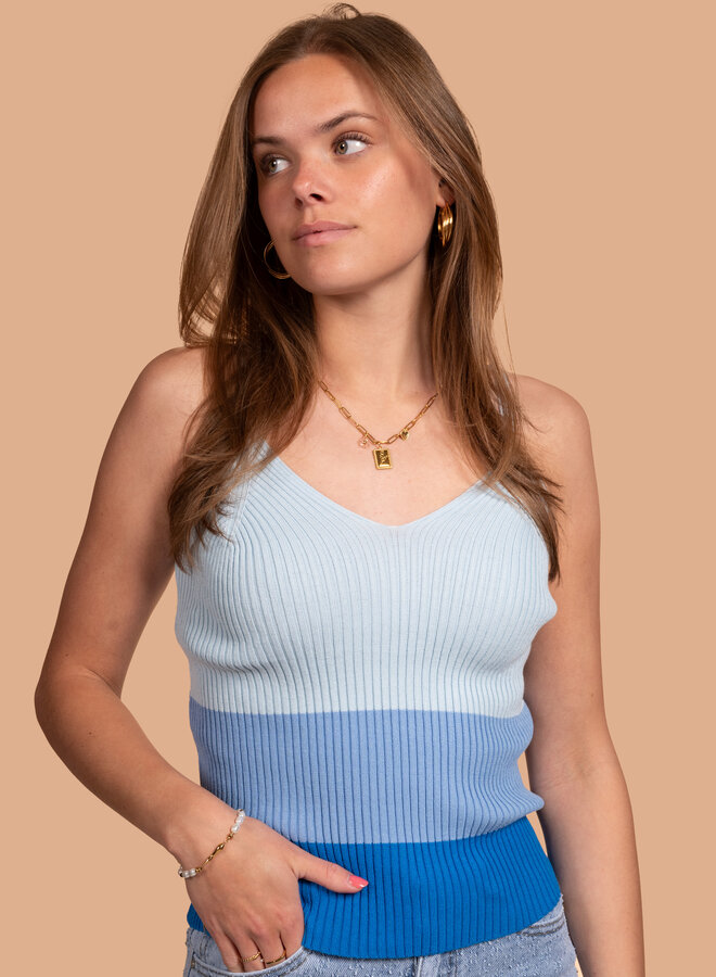 Korte top blauw San