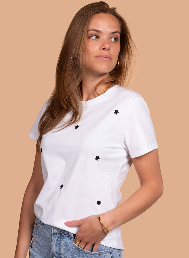 Shirt met geborduurde sterretjes zwart