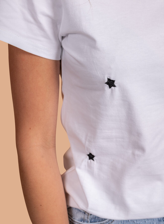 Shirt met geborduurde sterretjes zwart