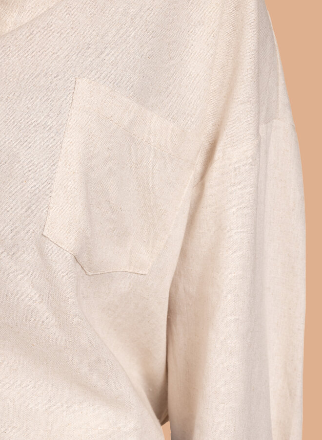 Katoenen linnenlook blouse beige