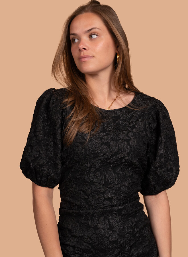 Jurk Saya met pofmouw zwart