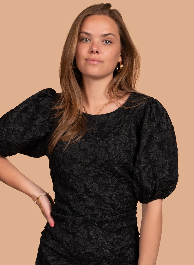 Jurk Saya met pofmouw zwart