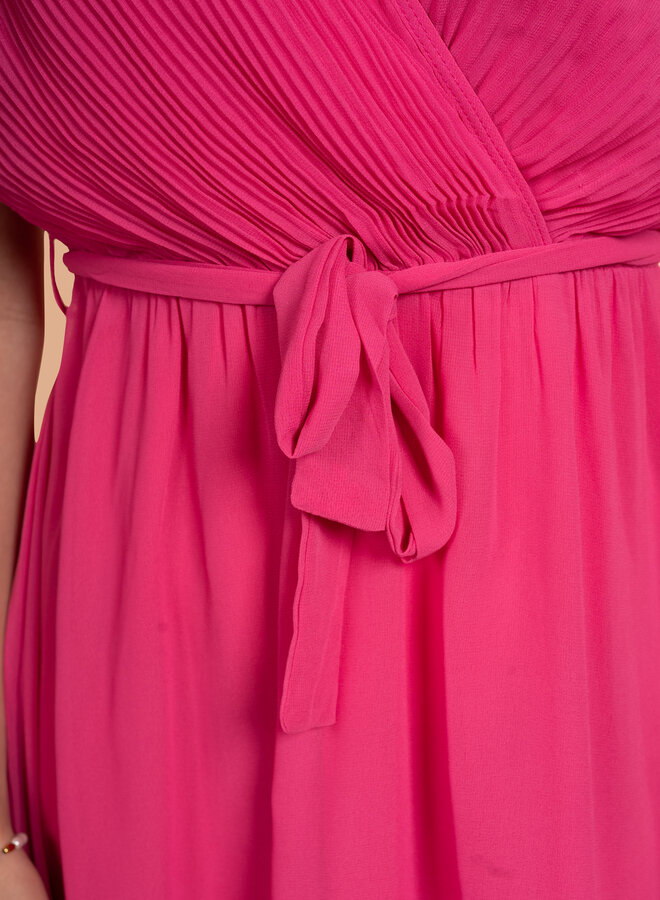Zomer jurk met plisse felroze
