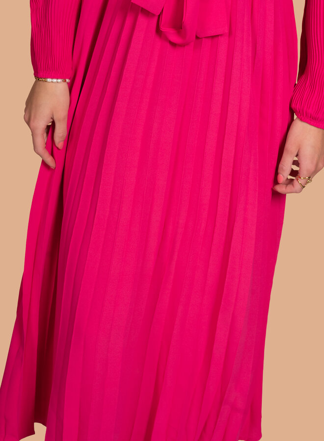 Zomer jurk met plisse Mar felroze