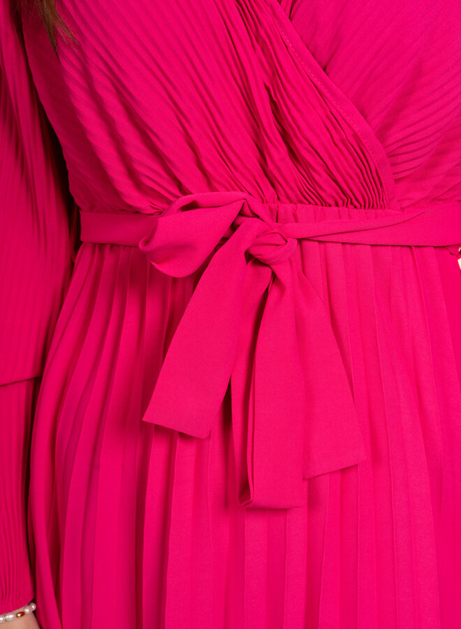 Zomer jurk met plisse Mar felroze