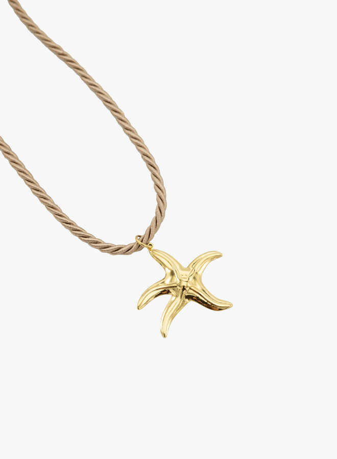 Ketting touw met zeester taupe