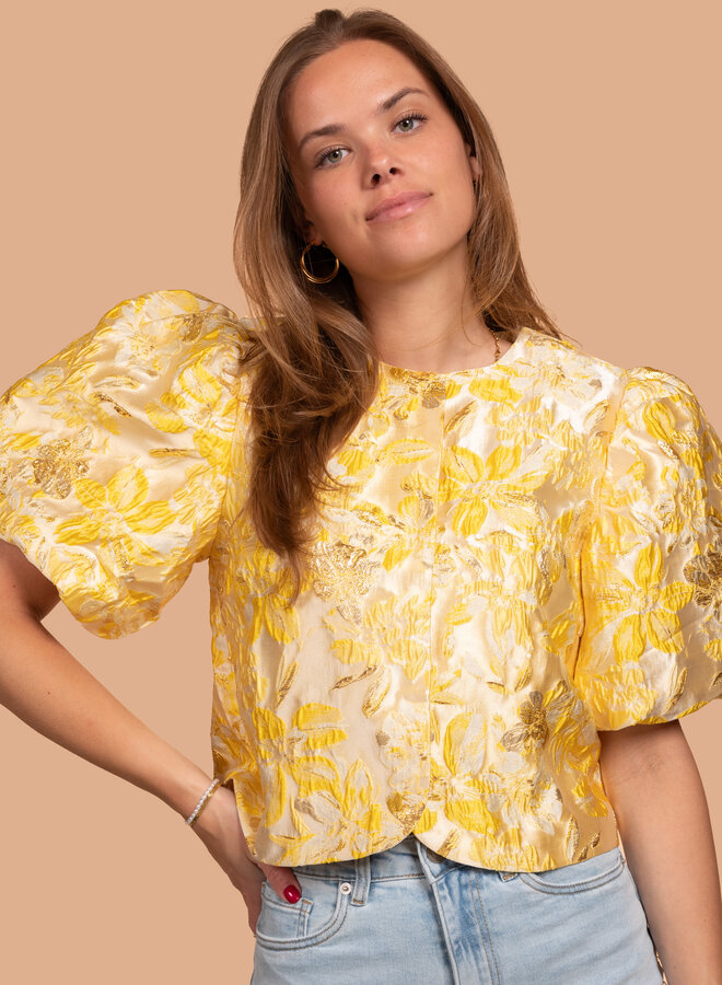 Jacquard top geel