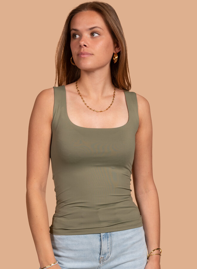 Top vierkante hals Sally groen