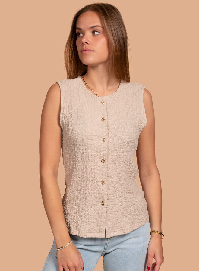 Gilet met gouden knopen beige