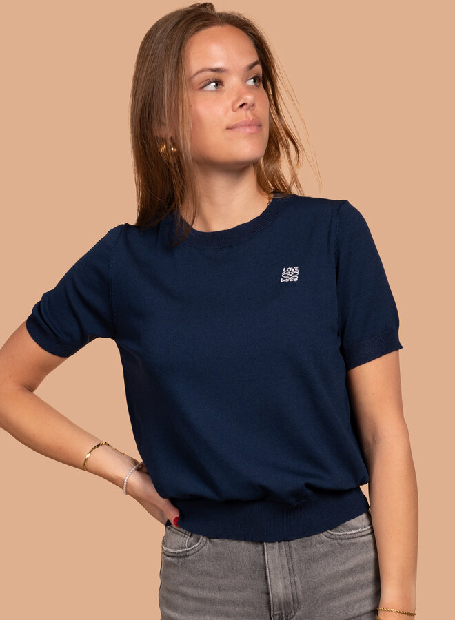 Dunne top LOVE blauw