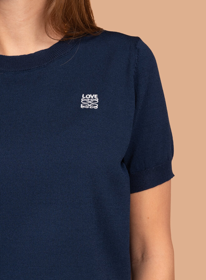 Dunne top LOVE blauw