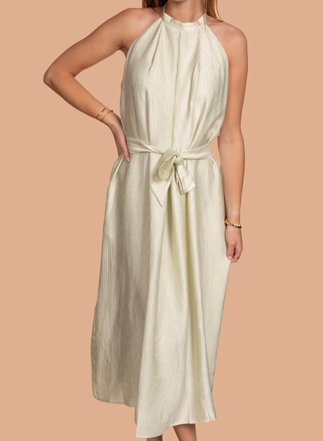 Sage halter jurk lang