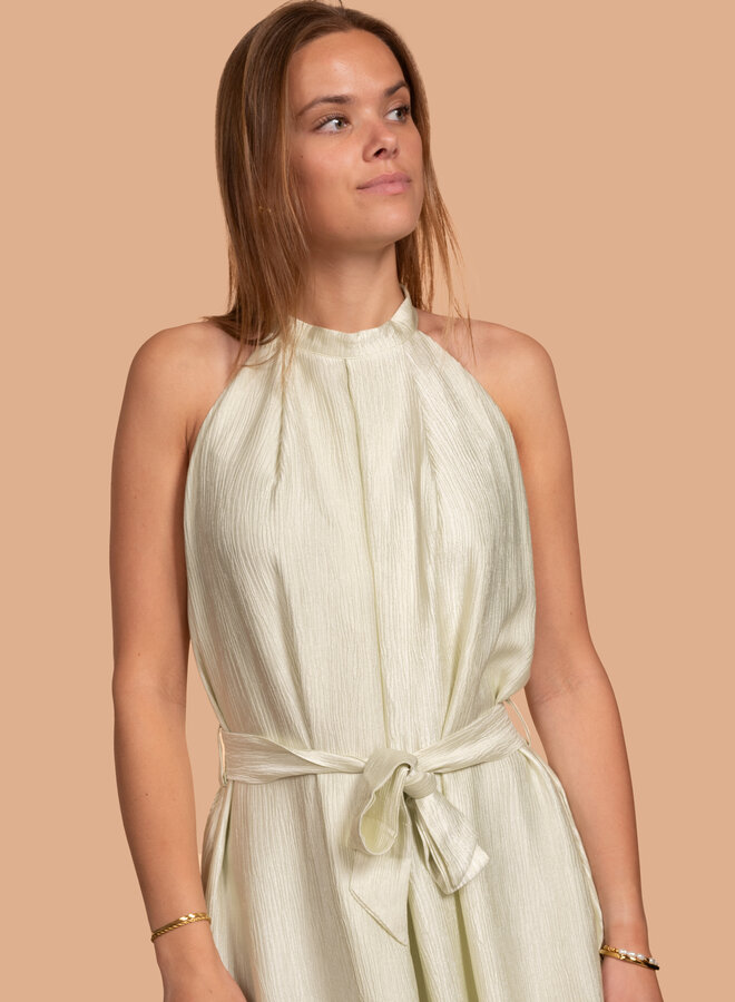 Sage halter jurk lang